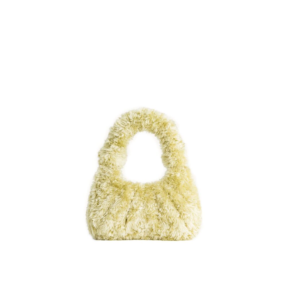 5860 Gabbi Ruched Hobo Handbag - Faux Fur Medium Light Green